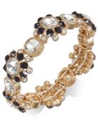 Charter Club Gold-tone Clear & Jet Crystal Stretch Bracelet, Created For Macy's