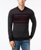 Tommy Hilfiger Men's Chainlink Stripe V-neck Sweater