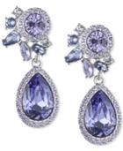 Givenchy Silver-tone Purple Crystal And Pave Drop Earrings