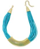 Gold-tone Chunky Seed Bead Coil Collar Necklace
