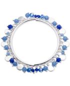 Nine West Silver-tone Blue Bead And Disc Stretch Bracelet