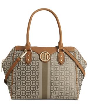 Tommy Hilfiger Maggie Monogram Jacquard Dome Satchel