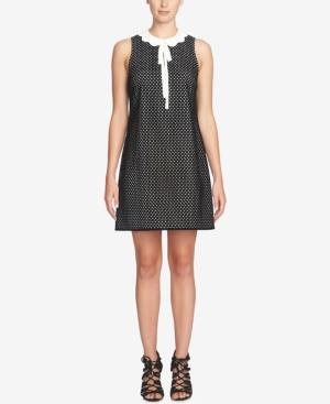Cece Joelle Scalloped Tie-collar Dot Shift Dress