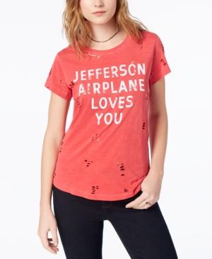 Lucky Brand Cotton Ripped Jefferson-graphic T-shirt