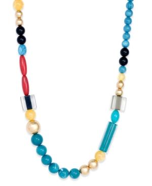 Gold-tone Multicolor Acrylic Bead Long Necklace