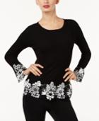 Inc International Concepts Ribbed Crochet-lace Sweater, Created For Macy's
