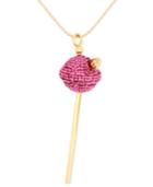 Sis By Simone I Smith 18k Gold Over Sterling Silver Necklace, Medium Pink Crystal Lollipop Pendant