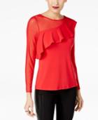 Thalia Sodi Asymmetrical Illusion Ruffled Top, Created For Macy's