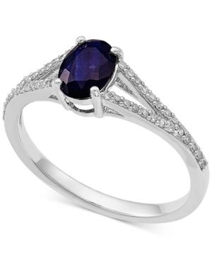 Sapphire (1 Ct. T.w.) & Diamond (1/8 Ct. T.w.) Ring In 10k White Gold