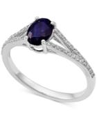 Sapphire (1 Ct. T.w.) & Diamond (1/8 Ct. T.w.) Ring In 10k White Gold