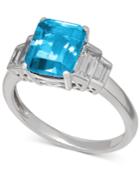 Blue Topaz (2-9/10 Ct. T.w.) And White Topaz (1-1/2 Ct. T.w.) Ring In Sterling Silver