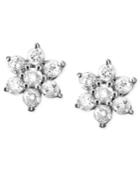 Diamond Earrings, 14k White Gold Diamond Flower (1 Ct. T.w.)