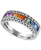 Watercolors By Effy Multi-sapphire (1-1/3 Ct. T.w.) And Diamond (1/8 Ct. T.w.) Band In 14k White Gold, Created For Macy's
