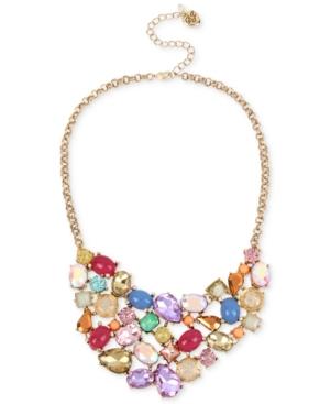 Betsey Johnson Gold-tone Multicolor Stone And Crystal Collar Necklace