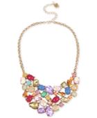 Betsey Johnson Gold-tone Multicolor Stone And Crystal Collar Necklace