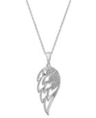 Diamond Wing Pendant Necklace In 10k White Gold (1/5 Ct. T.w.)