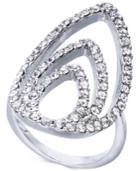 Inc International Concepts Silver-tone Crystal Triple-teardrop Ring, Created For Macy's