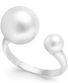 Cultured Freshwater Pearl (9mm And 5mm) Open Ring In 14k Gold Over Sterling Silver Or Sterling Silver