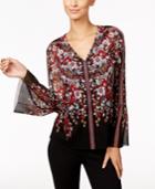 Inc International Concepts Printed Bell-sleeve Top, Only At Macy's