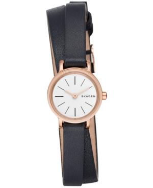 Skagen Women's Hagen Black Leather Double Wrap Strap Watch 20mm Skw2598