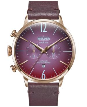 Welder Moody Men's Burgundy Leather Strap Watch 45mm