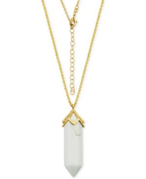 White Agate Long Pendant Necklace (28 Ct. T.w.) In Silver-plated Gold Flash