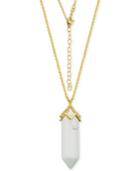 White Agate Long Pendant Necklace (28 Ct. T.w.) In Silver-plated Gold Flash
