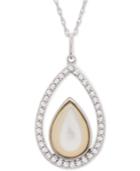 Mother-of-pearl & White Topaz (1/4 Ct. T.w.) Teardrop 18 Pendant Necklace In Sterling Silver