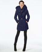 Kensie Knit-trim Quilted Puffer Coat