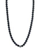 2028 Silver-tone Black Bead And Crystal Fireball Strand Necklace