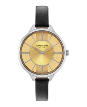 Kenneth Cole New York Ladies Transparent Black Leather Strap Watch 36mm