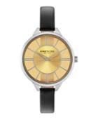 Kenneth Cole New York Ladies Transparent Black Leather Strap Watch 36mm