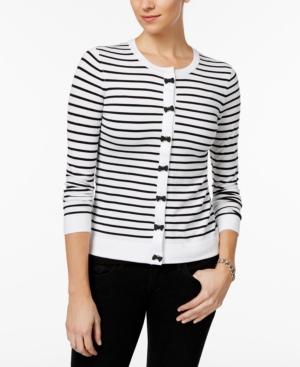 Charter Club Striped Bow-trim Cardigan, Only At Macy's