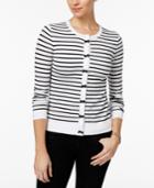 Charter Club Striped Bow-trim Cardigan, Only At Macy's