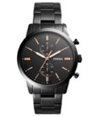 Fossil Men's Chronograph Townsman Black Stainless Steel Bracelet Watch 44mm