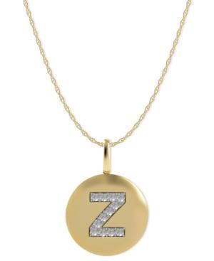 14k Gold Necklace, Diamond Accent Letter Z Disk Pendant