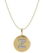14k Gold Necklace, Diamond Accent Letter Z Disk Pendant