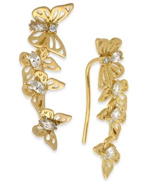 Kate Spade New York Gold-tone Crystal Butterfly Climber Earrings