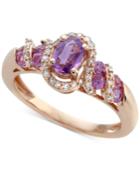 Purple Sapphire (3/4 Ct. T.w.) And Diamond (1/5 Ct. T.w.) Ring In 14k Rose Gold