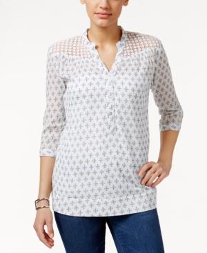 Tommy Hilfiger Printed Crochet-trim Blouse