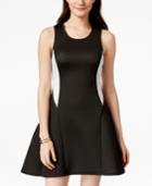 Material Girl Juniors' Twist-cutout Contrast Fit-and-flare Dress, Only At Macy's