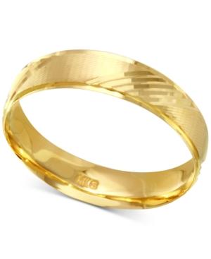 Diagonal Textured Wedding Band In 14k Gold