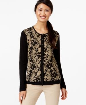 August Silk Metallic Jacquard Cardigan