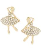 Betsey Johnson Gold-tone Crystal Ballerina Stud Earrings