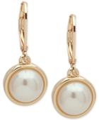 Anne Klein Gold-tone Imitation Pearl Drop Earrings, Created For Macy's