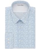 Calvin Klein Men's X Extra-slim Fit Stretch Performance Blue Ck Logo Dress Shirt