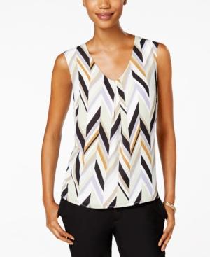 Kasper Printed V-neck Top