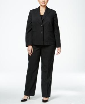 Le Suit Plus Size Two-button Pinstriped Pantsuit