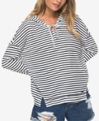 Roxy Juniors' Striped Waffle-knit Pullover Hoodie