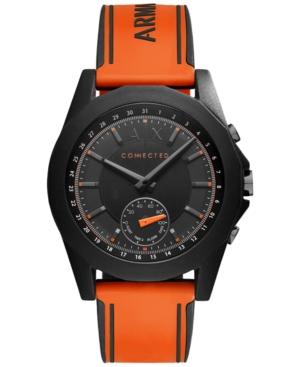 Ax Armani Exchange Men's Connected Orange Silicone Strap Hybrid Smart Watch 44mm Axt1003